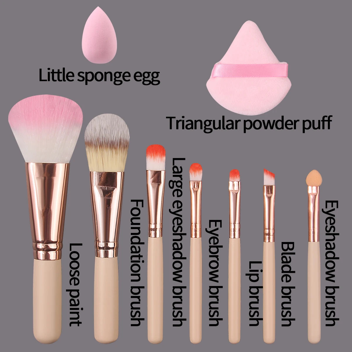 Versatile 10PCS Makeup Brush Set with Sponge & Puff | Beauty Essentials