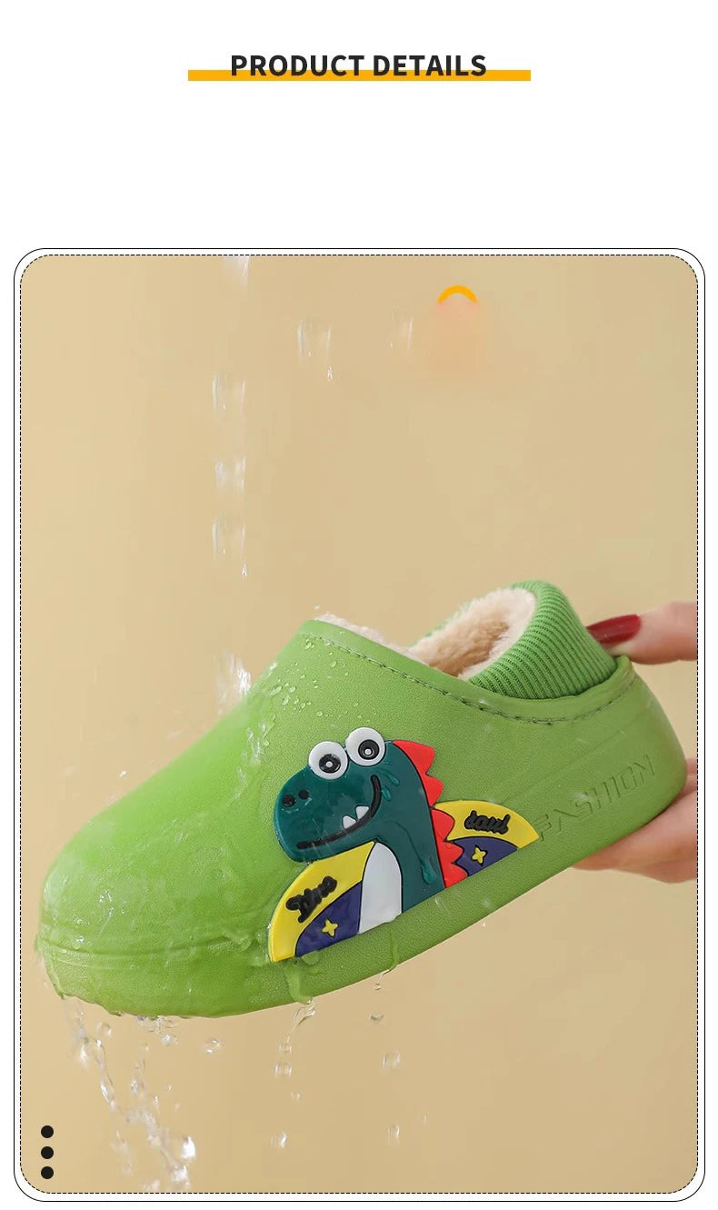 Kids Cute Animal Print Plush Slippers | Warm Cozy House Shoes