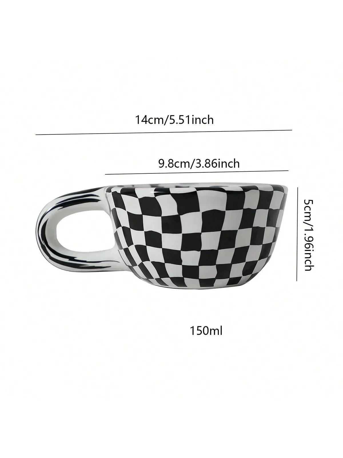 Unique Checkerboard Ceramic Coffee Cup | Perfect for Any Beverage