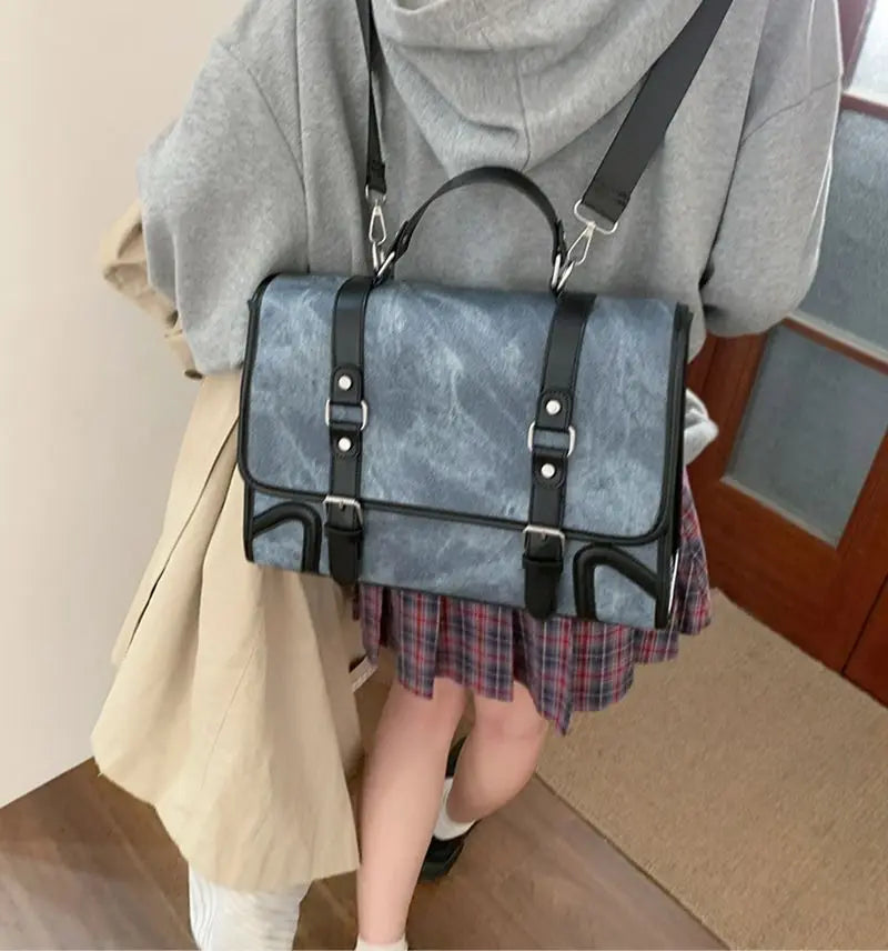 Chic Women's Preppy Backpack | Trendy Leather Handle Schoolbag