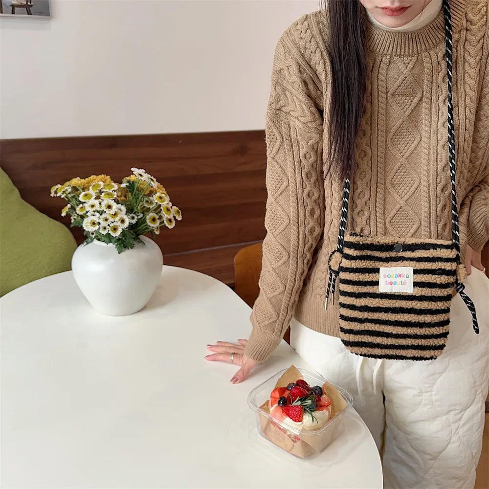 Cute Plush Dot Crossbody Bags for Women | Portable Shoulder Bag
