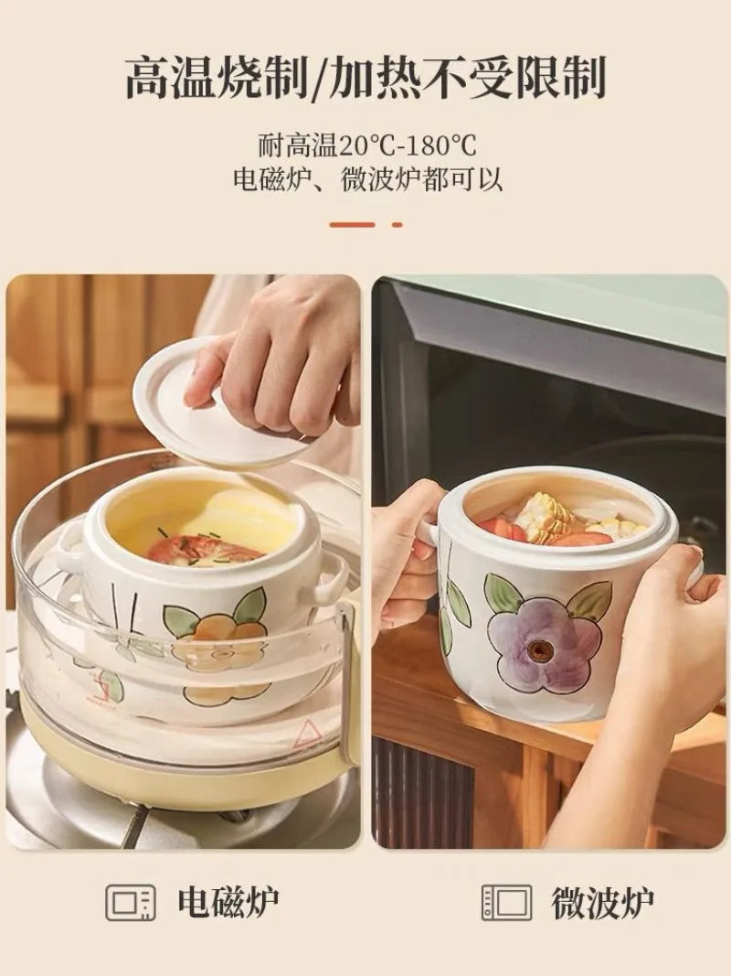 Hand-Painted Ceramic Stew Pot | Versatile Heat-Resistant Cookware