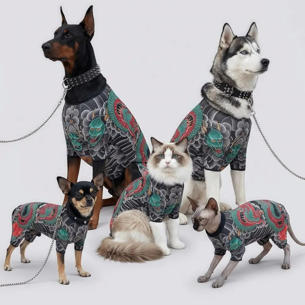 Funny Breathable Pet Vest for Dogs & Cats | Stylish Tattooed Jacket