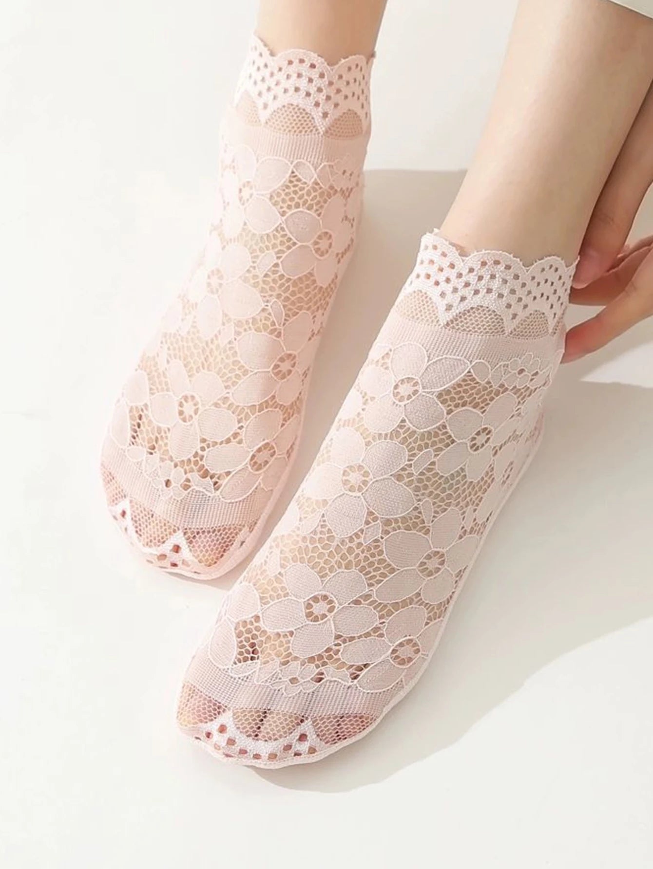 Women's Floral Lace Socks | Summer Thigh-High Sheer Comfort