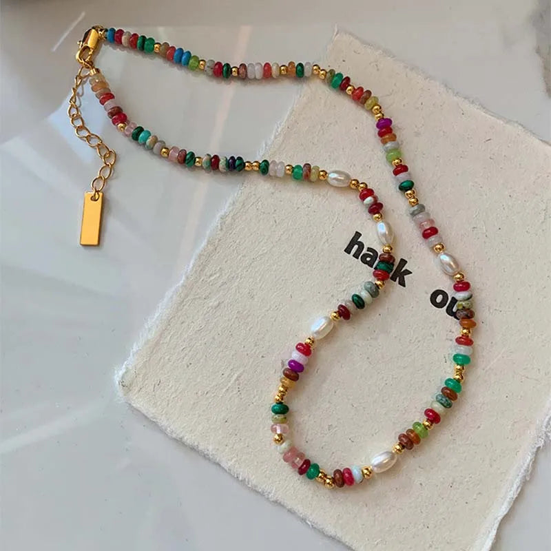 Colorful Beads & Pearl Necklace | Trendy Jewelry for Women