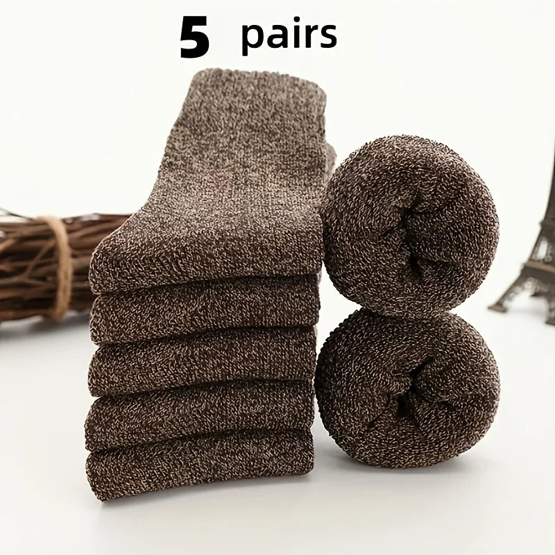 5 Pairs of Thick Warm Men's Socks | Cozy Winter Thermal Stockings
