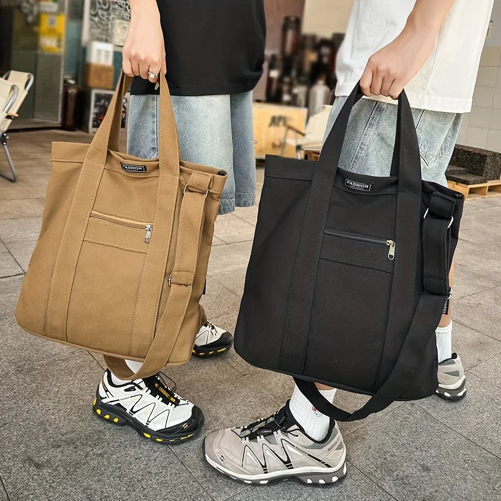 Unisex Korean Retro Canvas Shoulder Bag | Stylish Crossbody Tote