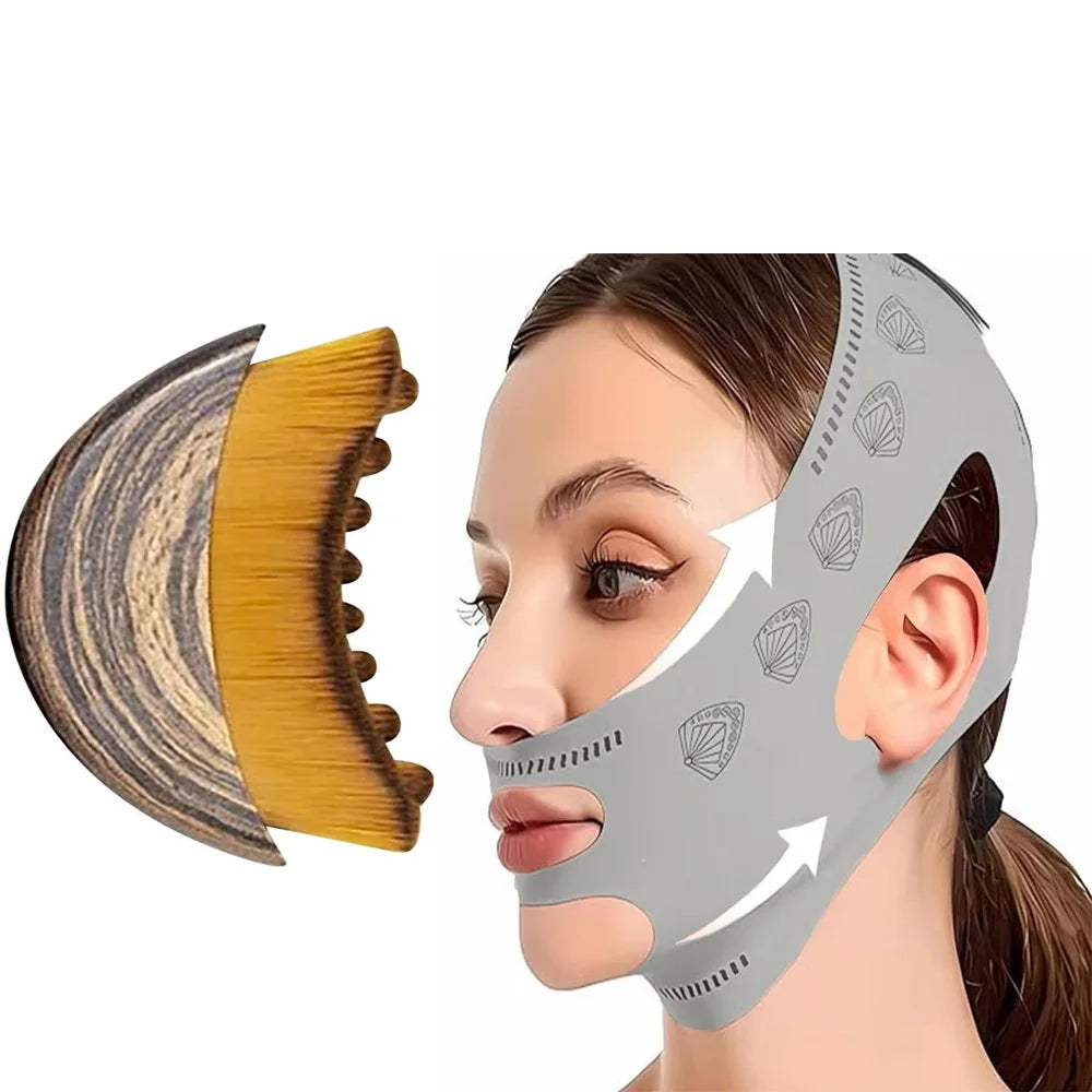 Face Sculpting Bandage & Massage Brush Set | V-Line Lifting Solution