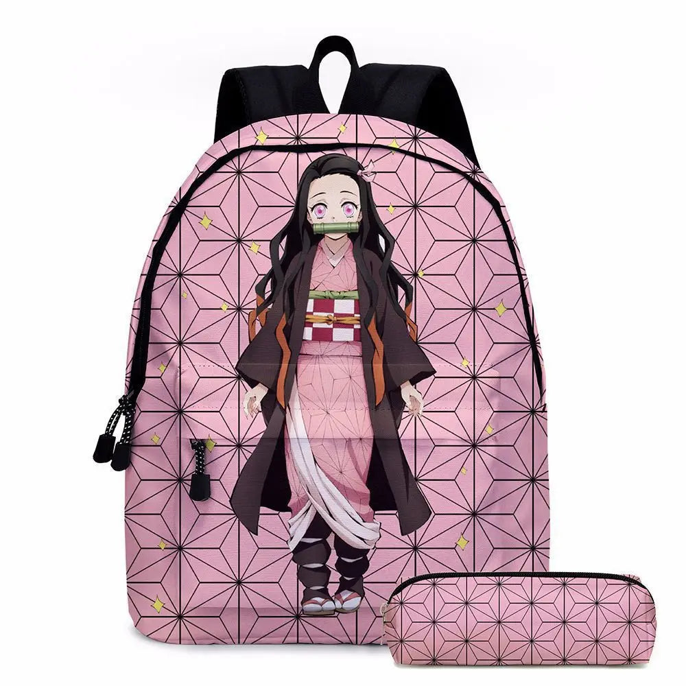 Anime Demon Slayer Backpack Set | Stylish Schoolbag & Pen Bag