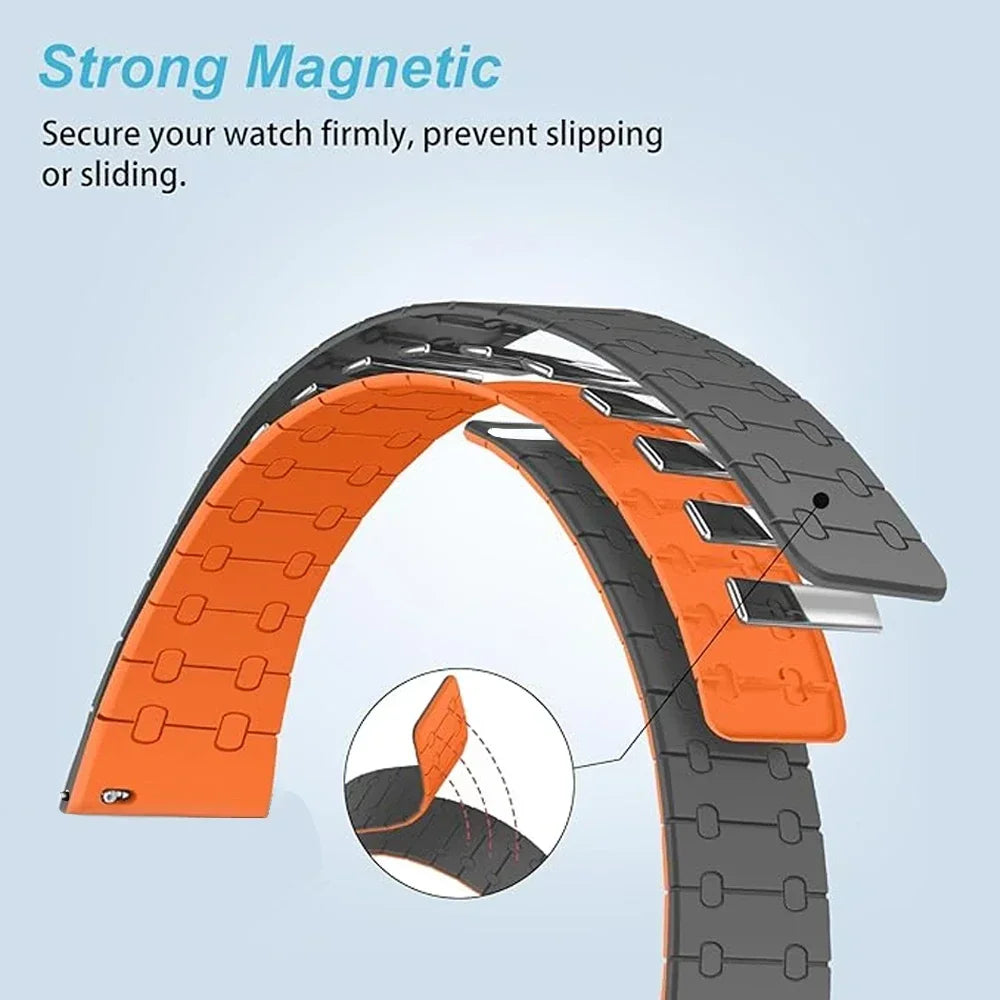 22mm Magnetic Silicone Strap | Versatile Sports Band Bracelet