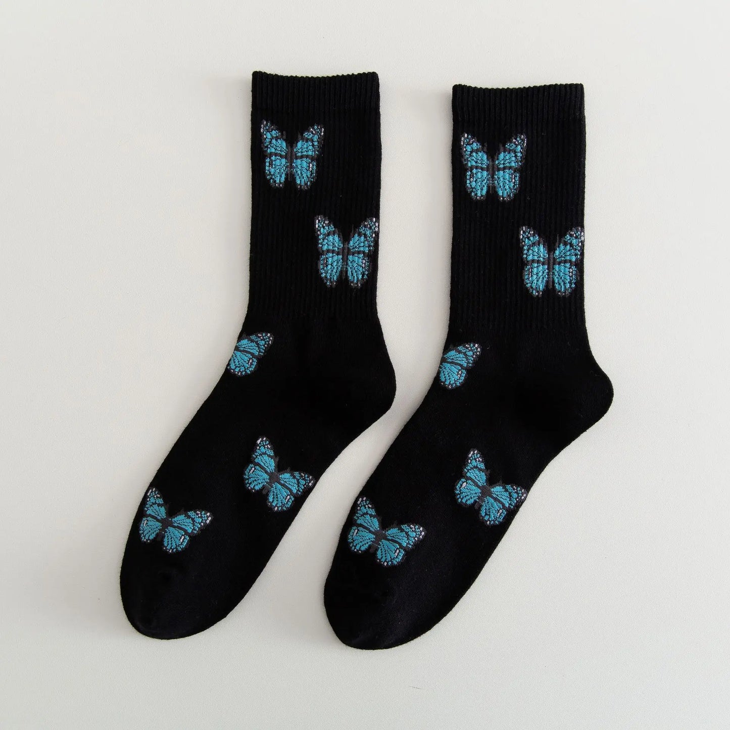 Stylish Butterfly Crew Socks for Women | Kawaii Streetwear Fashion