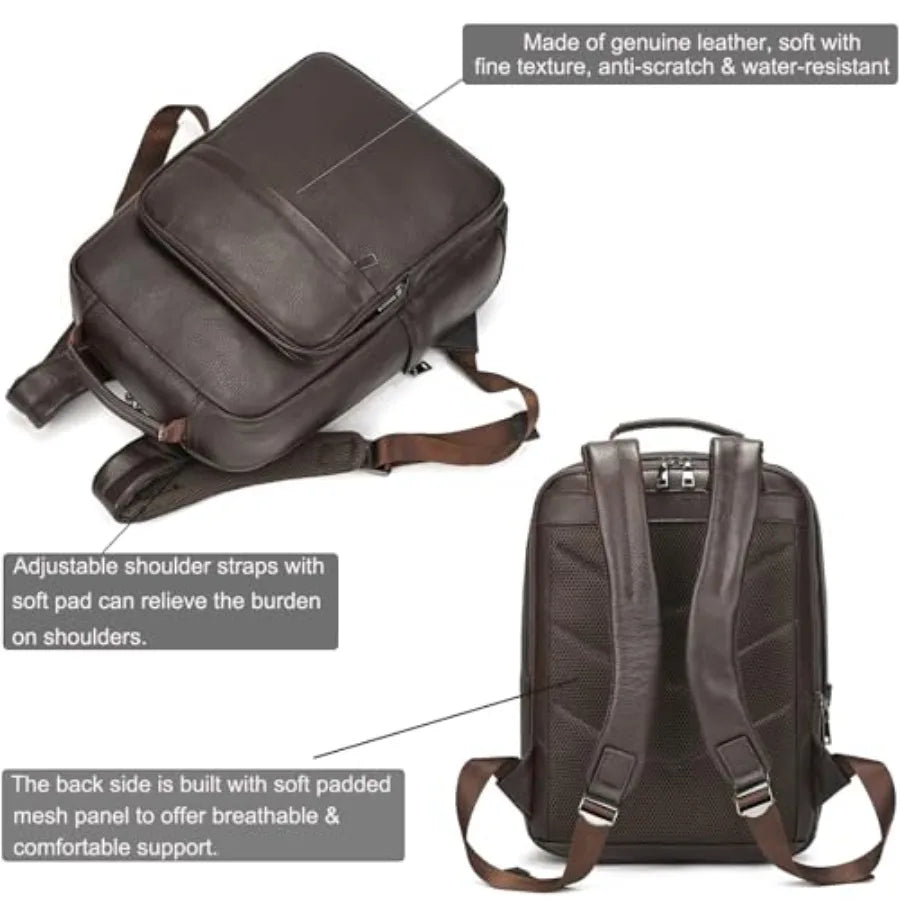 Genuine Leather Backpack for Men | Stylish Laptop Daypack