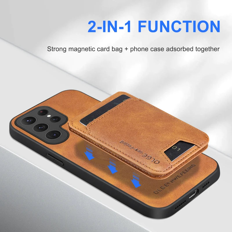 Magnetic Wallet Card Slot Holder Leather Phone Case