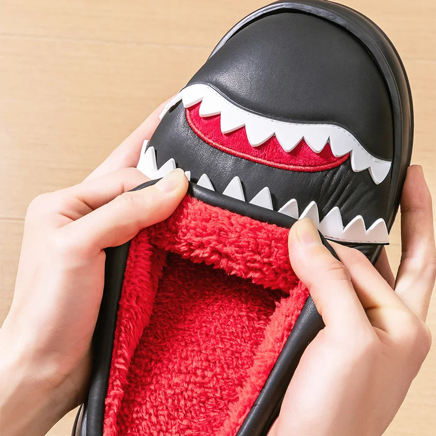 Cozy Warm Shark Design Platform Slippers for Men | Comfortable House Shoes