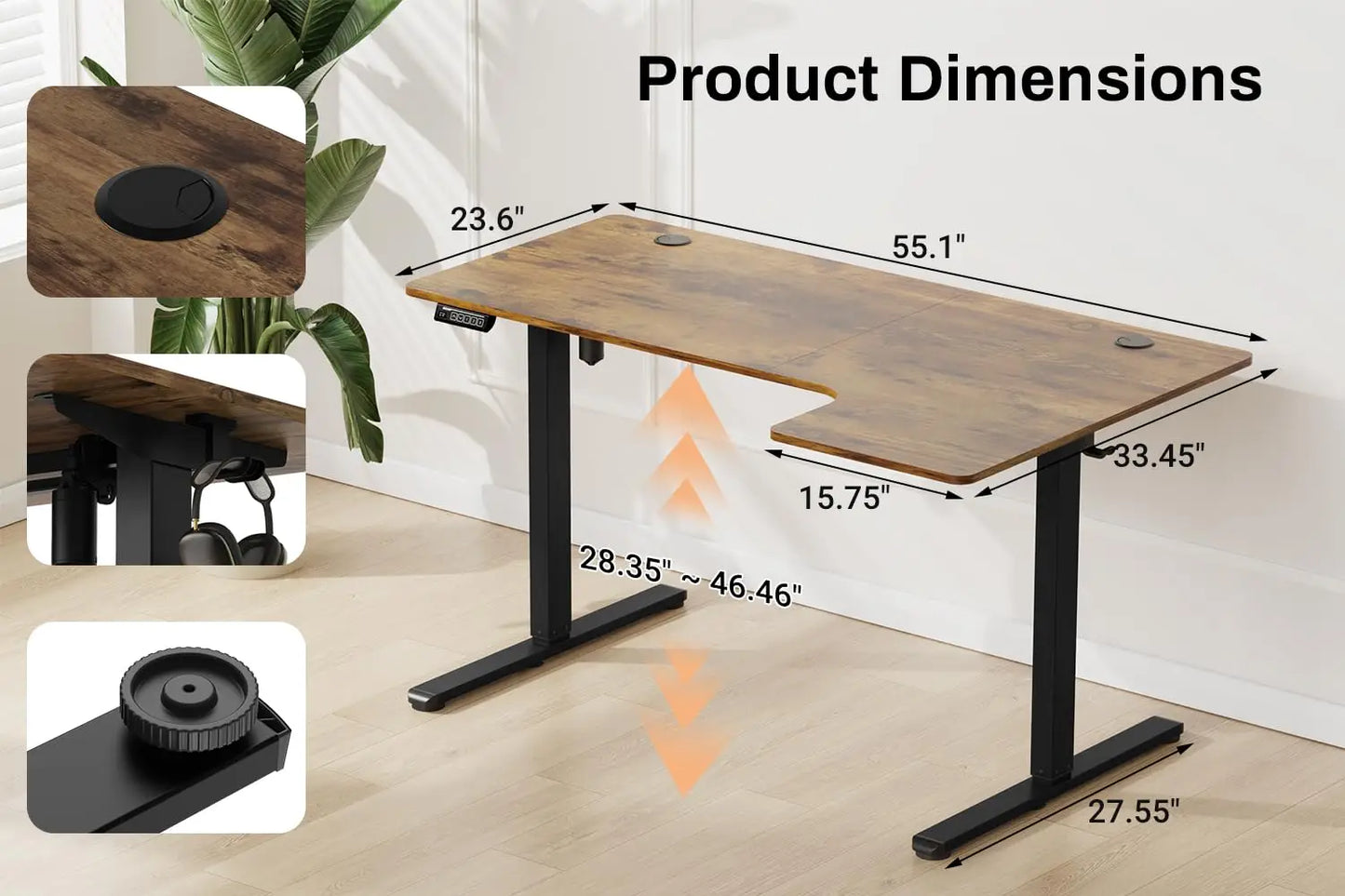 Electric Height Adjustable L-Shaped Standing Desk | Modern Office Solution