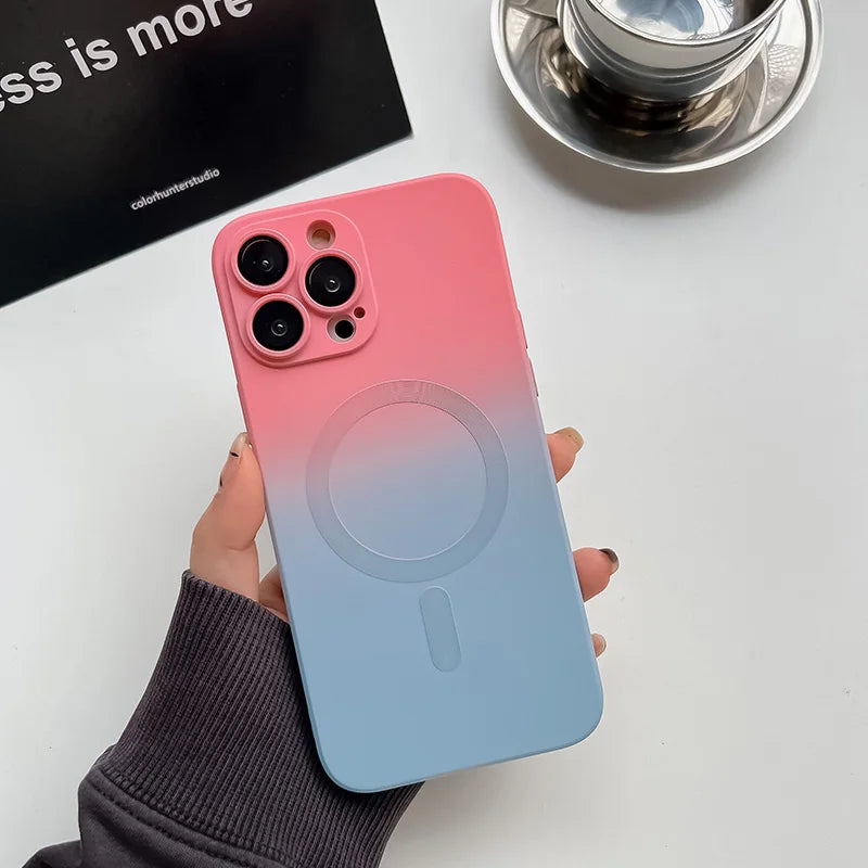 Comes With Lens Film Gradient Color Phone Case For IPhone 17 16 15 14 13 12 Pro Max 11 Silicone Shockproof Back Cover