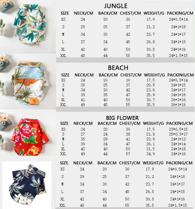 Summer Lightweight Pet Clothes | Stylish Dog & Cat Hawaiian Shirt