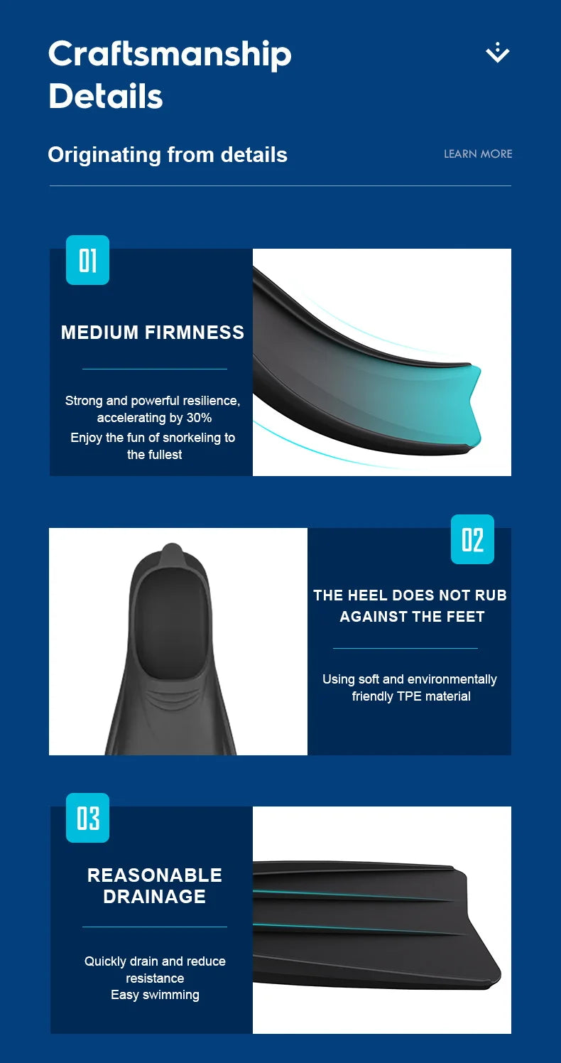 Adult Snorkeling Frog Shoes | Silicone Long Flip Fins for Diving