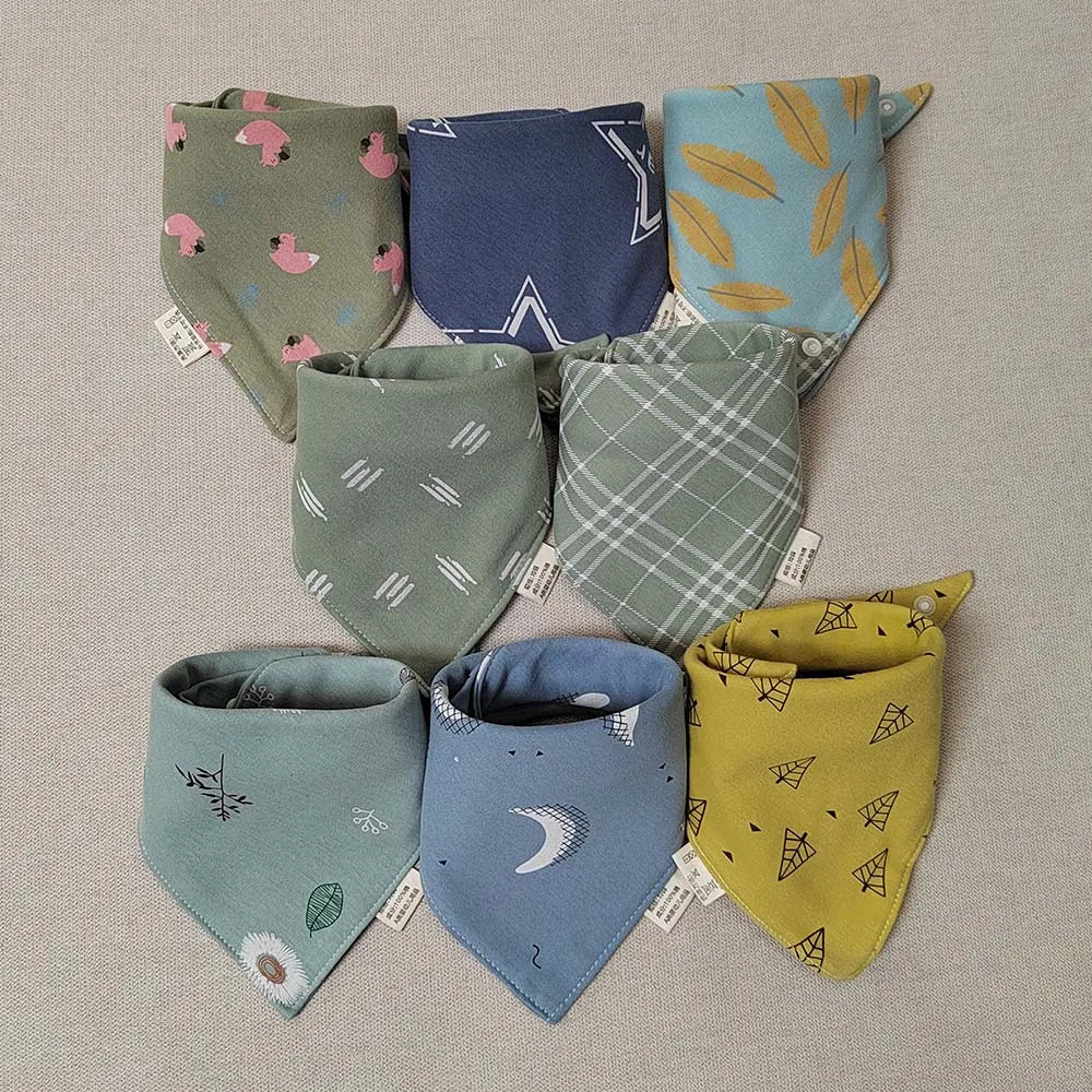 8-Pack Baby Bibs | Soft Cotton Triangle Burp Cloths for Infants