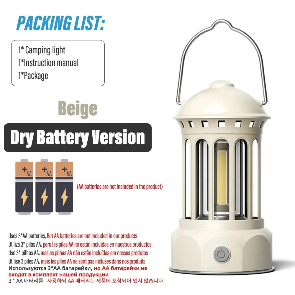 Linterna de camping de estilo romano vintage | Luz exterior recargable