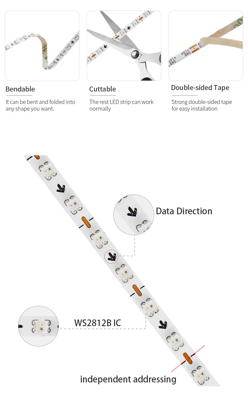 Ultra Narrow RGBIC LED Strip | Individually Addressable Light Strip