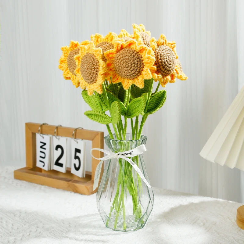 Hand-Knitted Artificial Sunflower | Perfect Gift & Home Decor