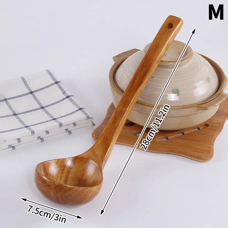 Long Handle Wooden Soup Spoon | Premium Kitchen Utensil