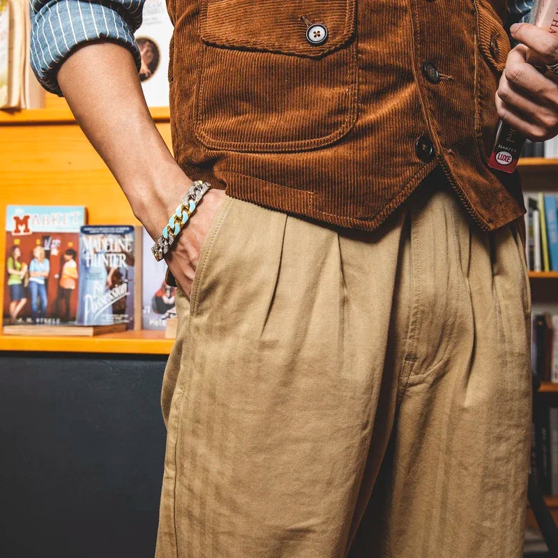 Men's Herringbone Cotton Gurkha Pants for Casual Style
