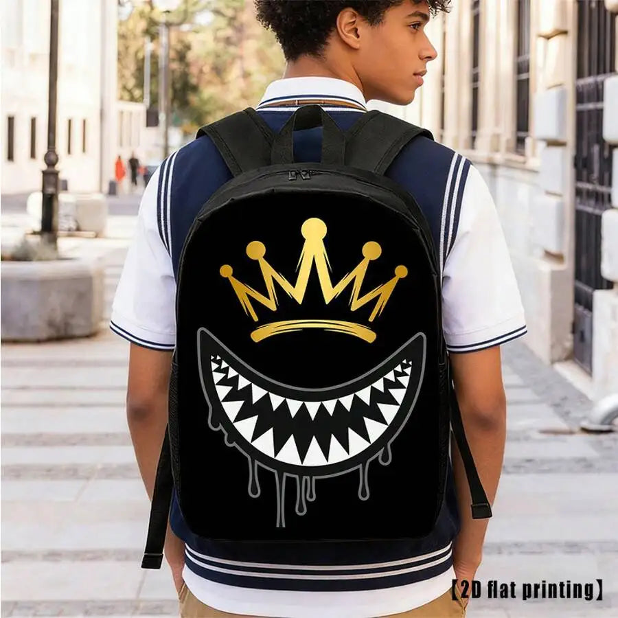 Unisex Crown Tooth Graphic Backpack | Stylish & Spacious Essentials