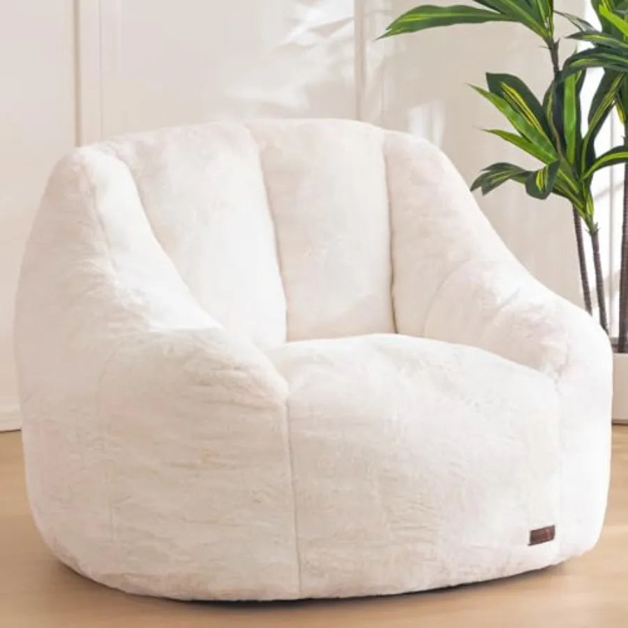 Sofá puf de piel sintética cómoda | Asiento acogedor con respaldo