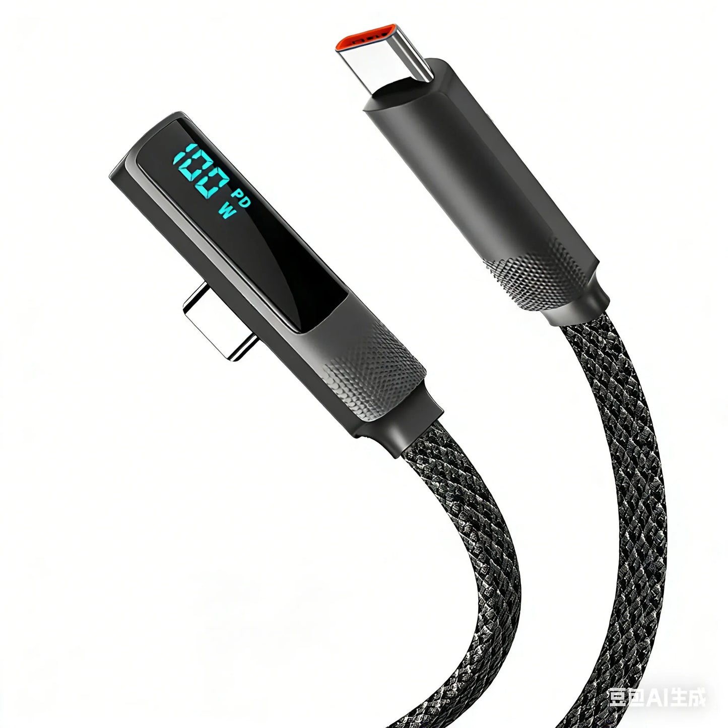 USB A to USB C PD 5A Fast Charging Cable,Right Angle LED Display Type-C Cable for iPhone 17,Samsung Galaxy S23,Huawei and Gaming
