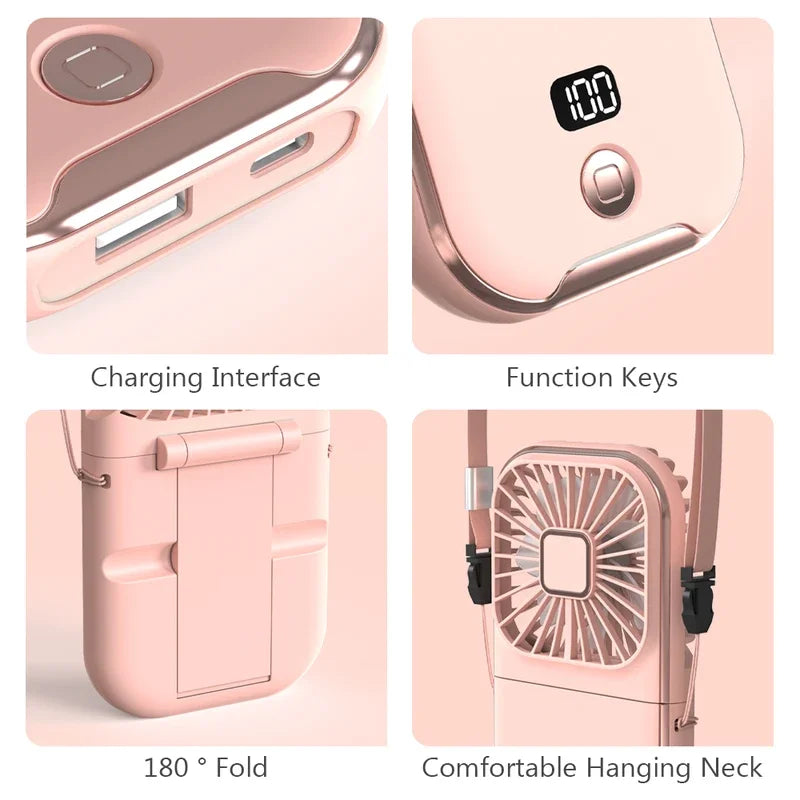 Adjustable USB Rechargeable Mini Neck Fan | Quiet Cooling Comfort
