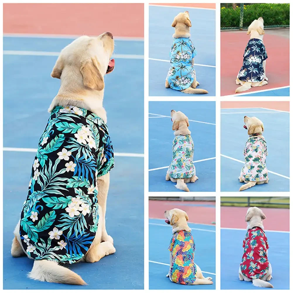 Bonitas camisetas de perro estilo hawaiano | Cómodas camisetas para mascotas
