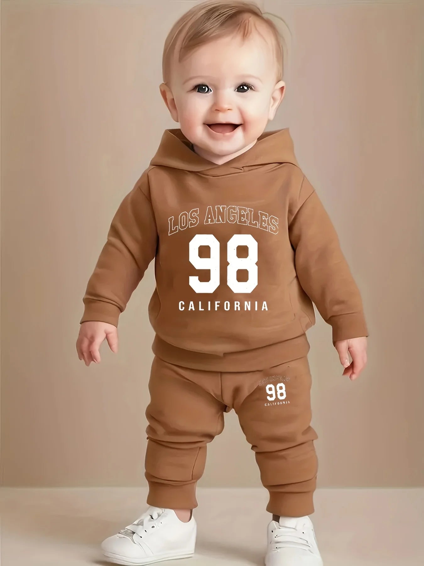 Conjunto de sudadera polar con capucha y pantalón deportivo para bebé niño | Acogedor atuendo de otoño