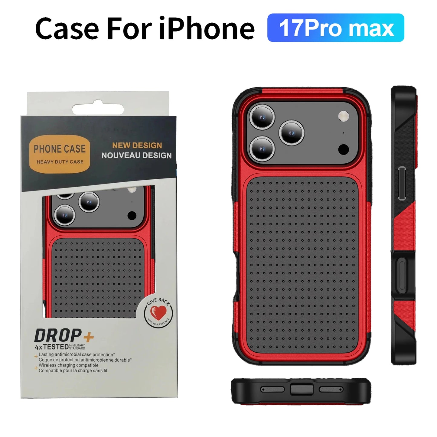 Military Grade 2IN1 Hybrid Armor Phone Case for IPhone 17 Air 16 15 14 Plus 13 12 Pro Max with Packet Box TPU+PC Anti-Drop Cover