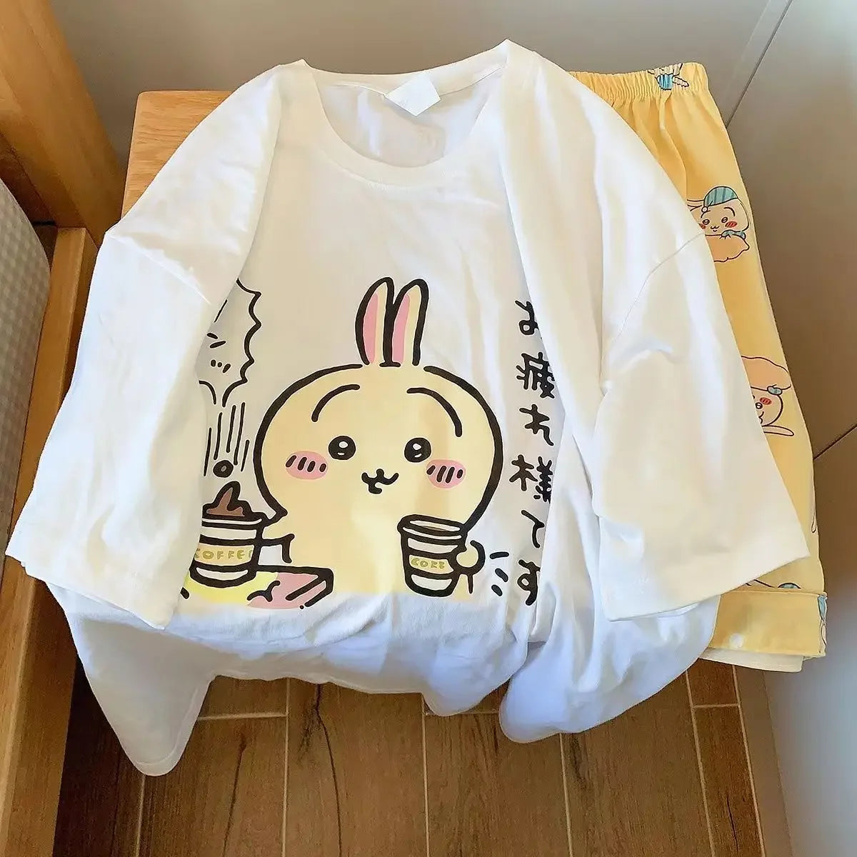 Girls Summer Pajamas Set | Cute Bunny & Cat Home Clothes