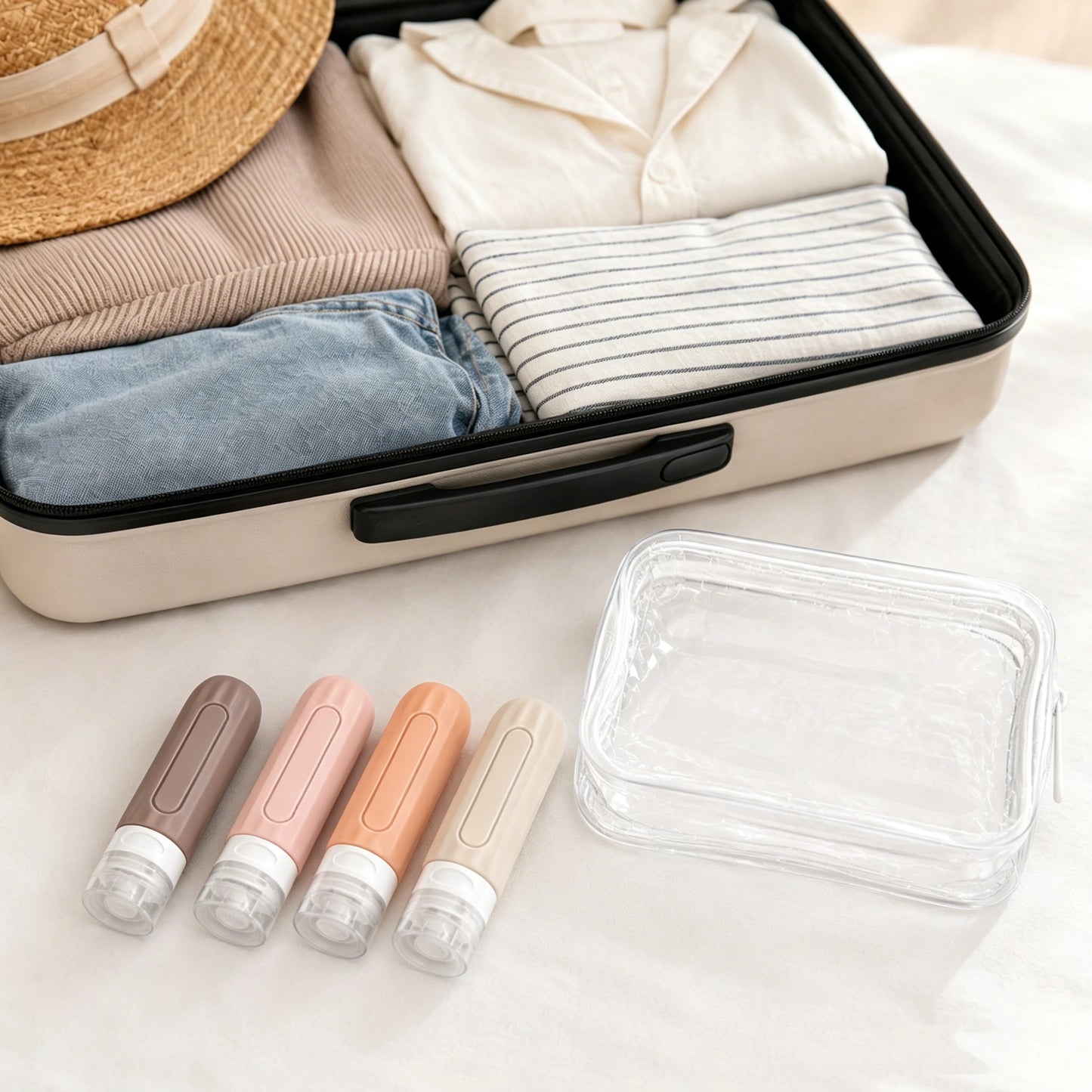 Elegant Pastel Silicone Travel Bottles | Leakproof Toiletry Containers