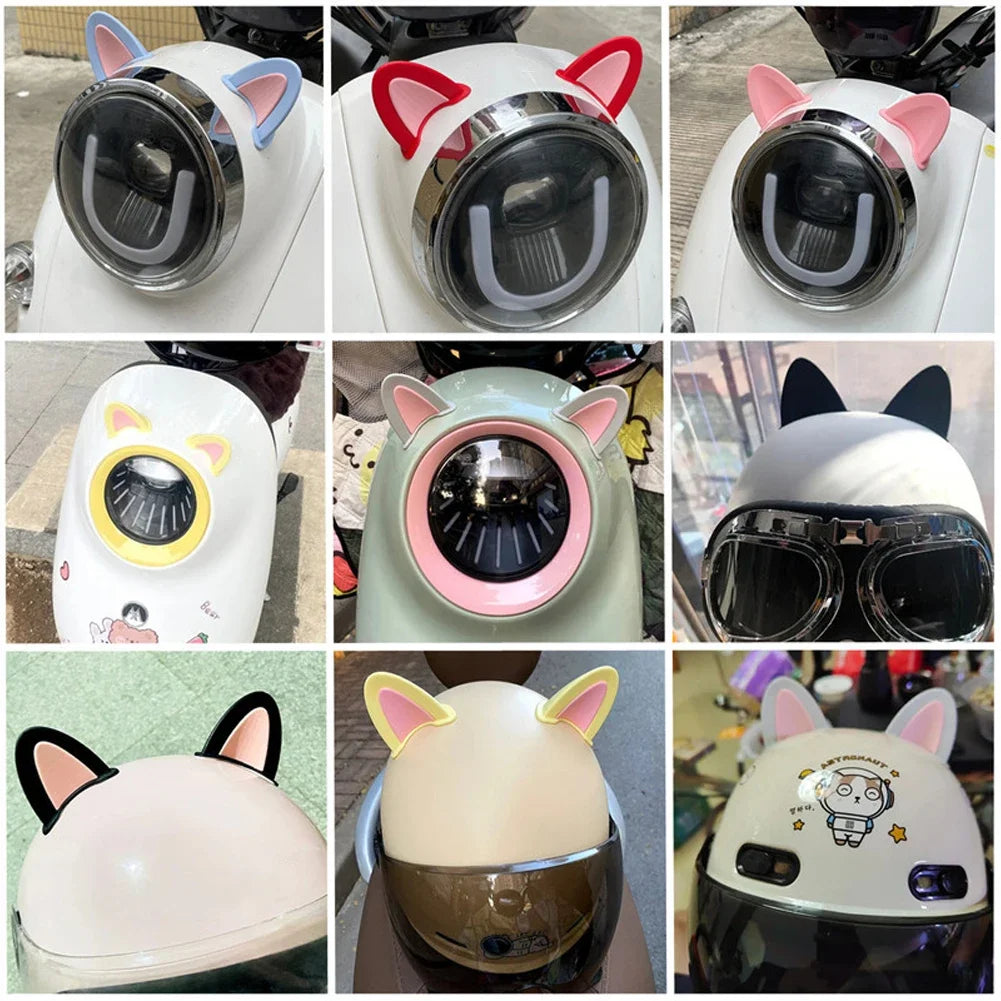 Cute Cat Ears Motorcycle Helmet Decorations | Fun Helmet Accessories