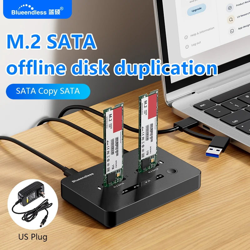 Dual M.2 SATA SSD Docking Station for Offline Cloning