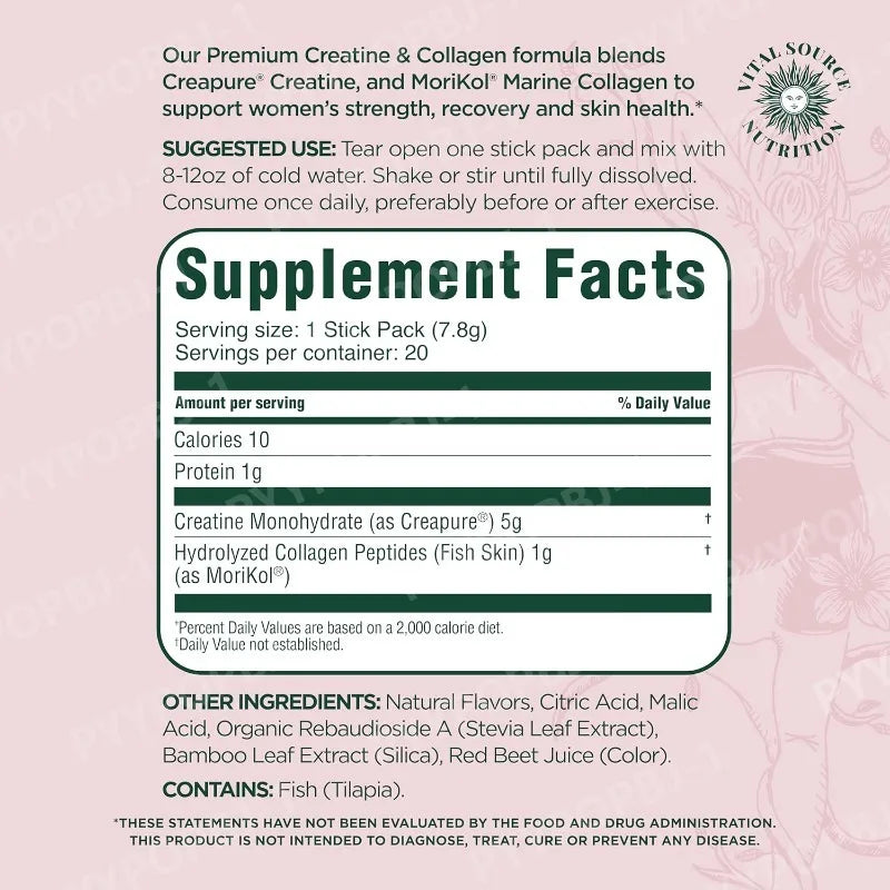 Creatine & Collagen Powder Stick Packs for Strength & Skin Health