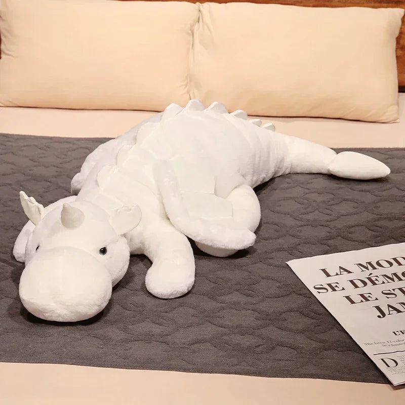 Giant Dragon Plushie Toy | Soft Snow Dragon Stuffed Dinosaur Pillow