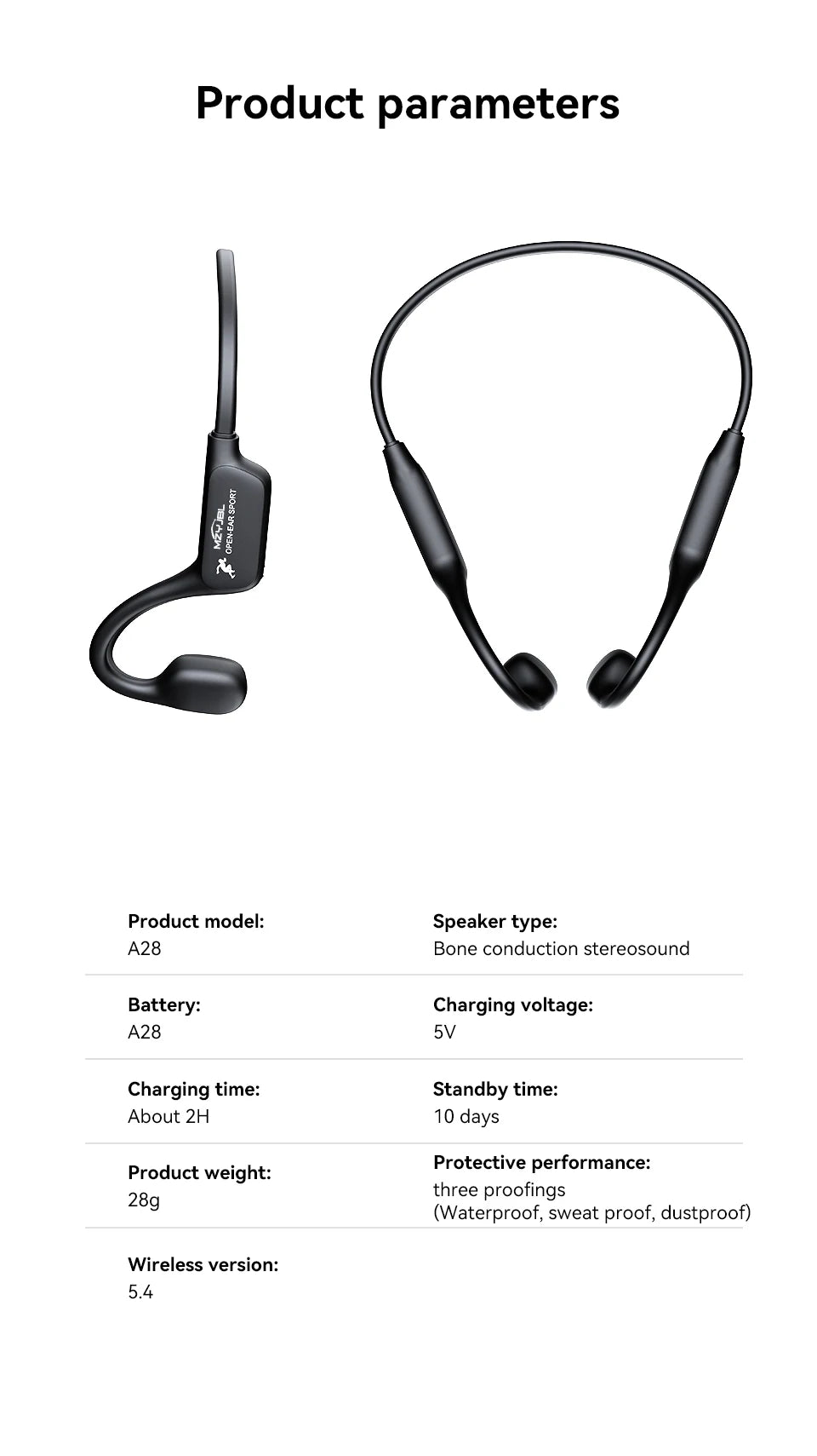Wireless Bone Conduction Headphones | Bluetooth 5.4 Sport Headset