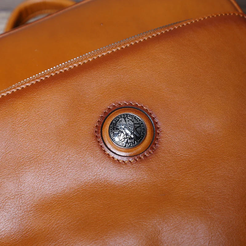 Vintage Leather Backpack | Large Capacity Casual Computer Bag