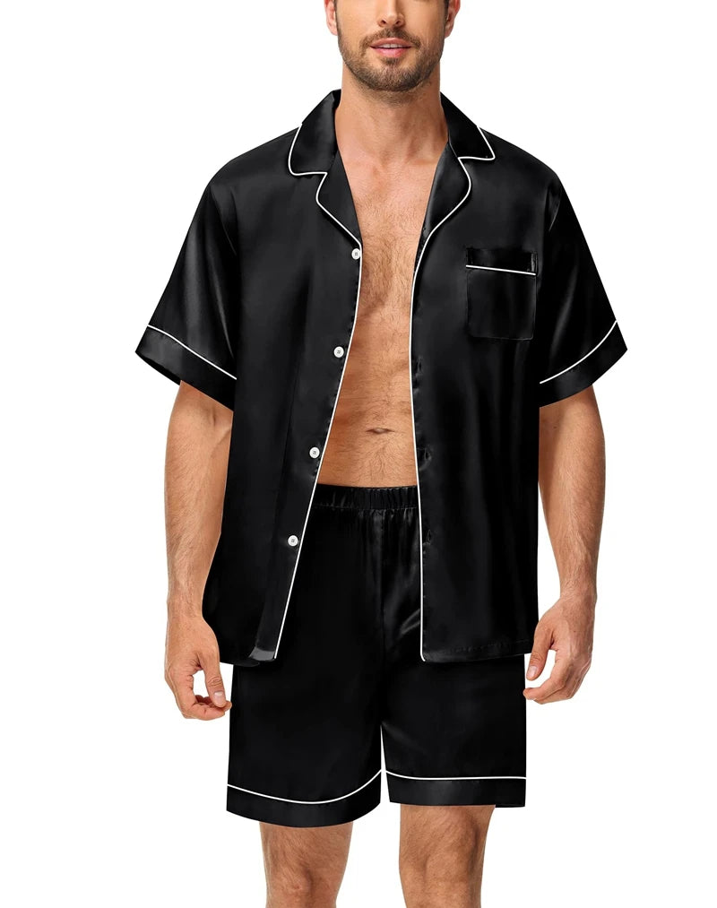 Men's Luxury Satin Pajama Set | Short Sleeve Summer Sleepwear