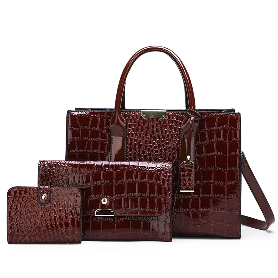 Bolso elegante de charol con cocodrilo | Bolso de lujo para mujer
