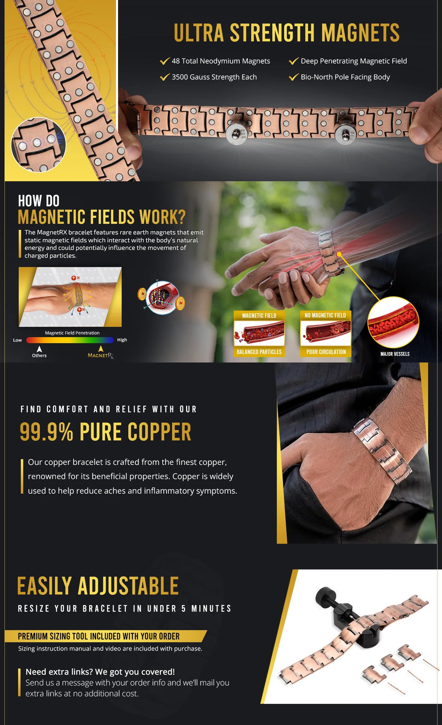 Magnetic Pure Copper Men's Bracelet | Stylish Health Benefits