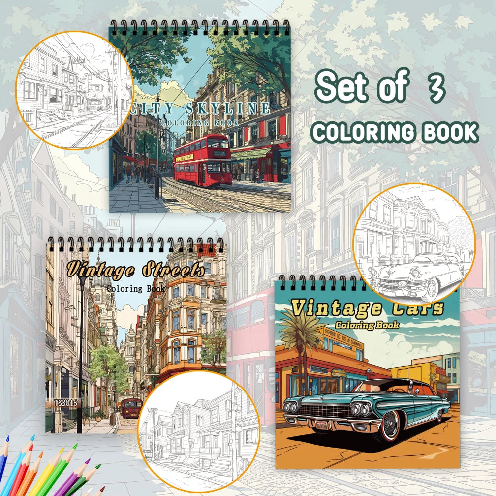 3pcs Illustrative Coloring Book Set | Stress Relief & Creativity