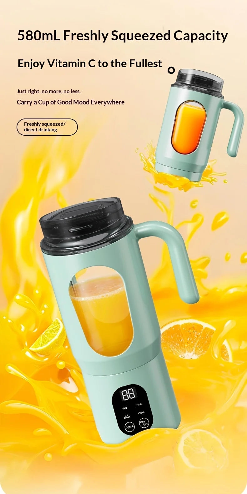 Portable Juice Maker Blender | 580ML Juicer for Smoothies & Shakes