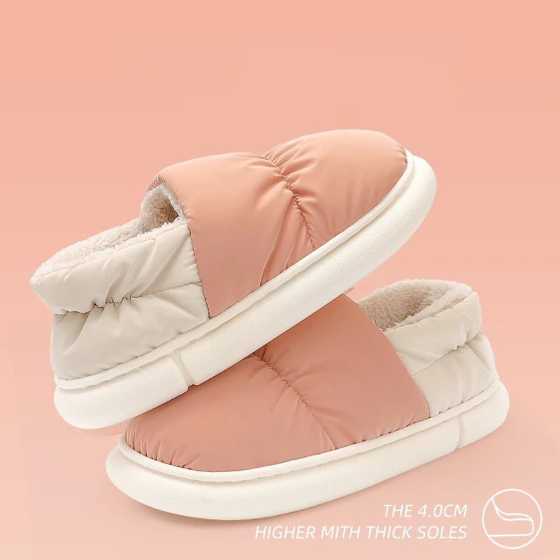 Women's Cotton Patchwork Slippers | Warm Anti-Slip Indoor Shoes
