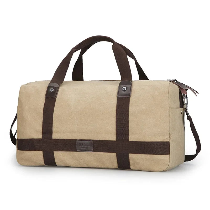 Large Capacity Casual Men's Canvas Travel Handbag | Lightweight Shoulder Bag